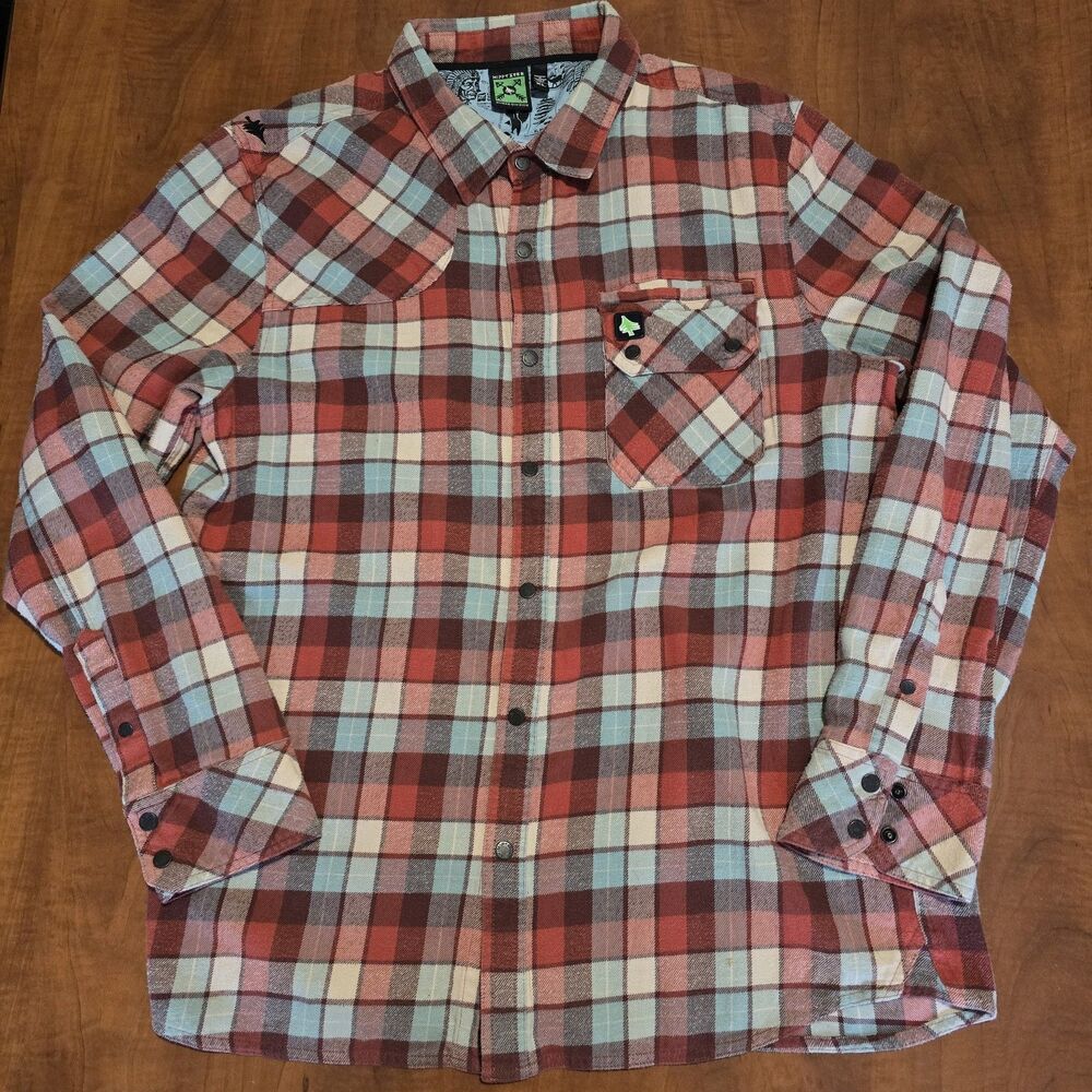 Hippy Tree Nomad Division Mens LS Single Pocket Plaid Snap Button Down Shirt XL